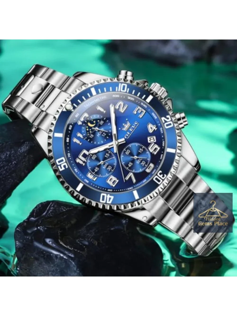 Stainless Steel Men's Analog Watch Waterproof Big Face Quartz Luxury